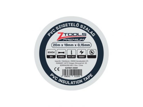 Z-TOOLS PVC szigetelőszalag Fehér 20mx19mm/0,15mm