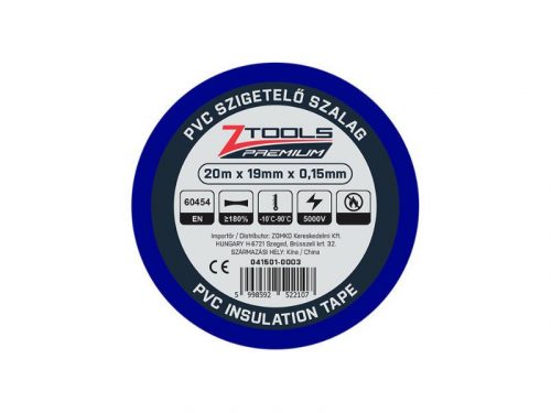 Z-TOOLS PVC szigetelőszalag Kék 20mx19mm/0,15mm