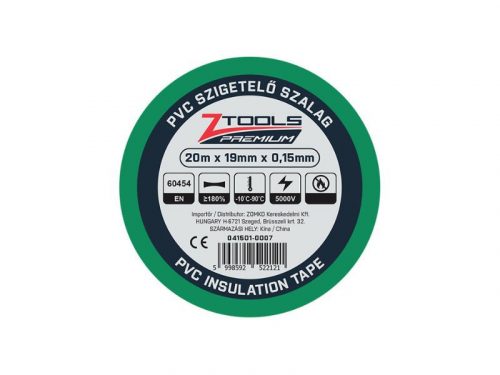 Z-TOOLS PVC szigetelőszalag Zöld 20mx19mm/0,15mm