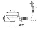 Styron 114 mm-es leeresztőszelep szögletes túlfolyóval (STY-655)