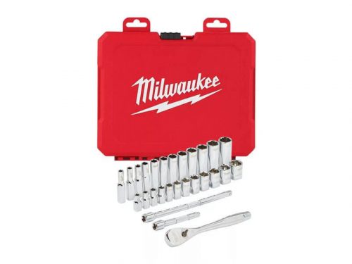 Milwaukee 28 részes 1/4" racsnis dugókulcs készlet metrikus méret (4932464943)