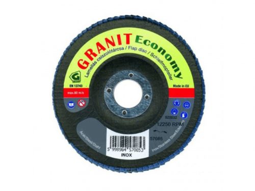 Granit Economy lamellás csiszolótárcsa INOX (kúpos) 125x22,23 mm Z40