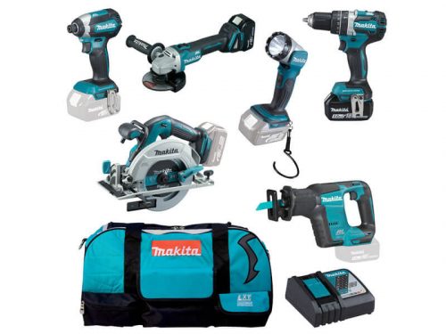 Makita DLX6092T Akkus Gépszett 18V LXT 2x5,0Ah DGA504 +DHP484 +DHS680 +DJR188 +DTD153 +DML802