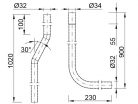 Styron 32-es WC öblítő cső fehér fent elhelyezett WC tartályhoz 32x2mm (WÖ-1-FH)